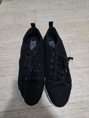 Bob's By Skechers Black Knit Lace-Up Platform Sneakers